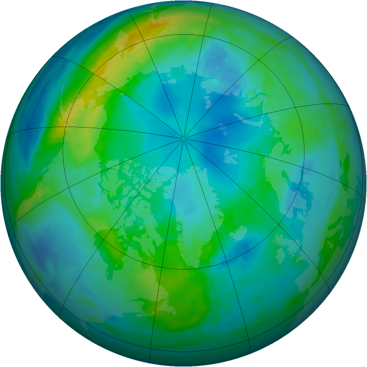 Arctic ozone map for 21 October 1985
